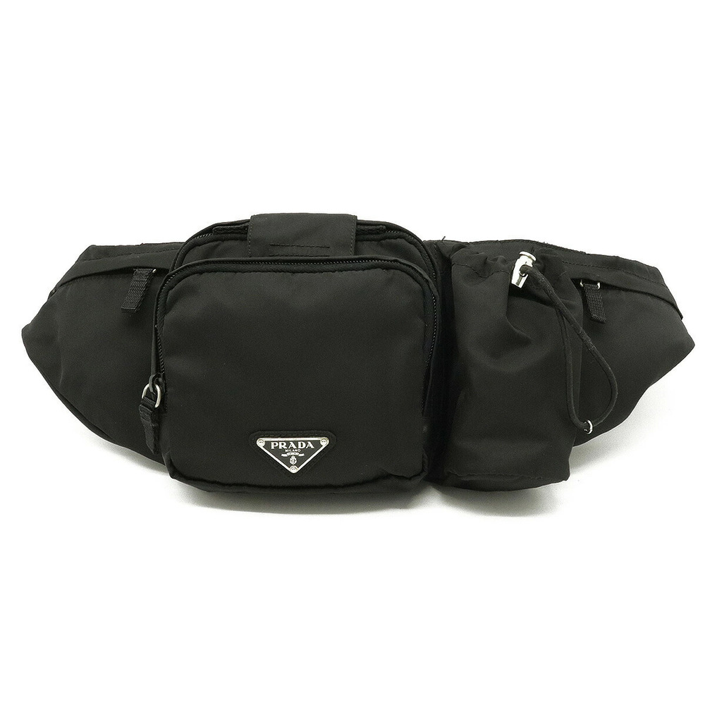 Prada Waist Bag Pouch Clutch Body Hip Black Nero Black